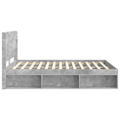 vidaXL Bed Frame with Storage and Headboard Concrete Grey 150 x 200 cm