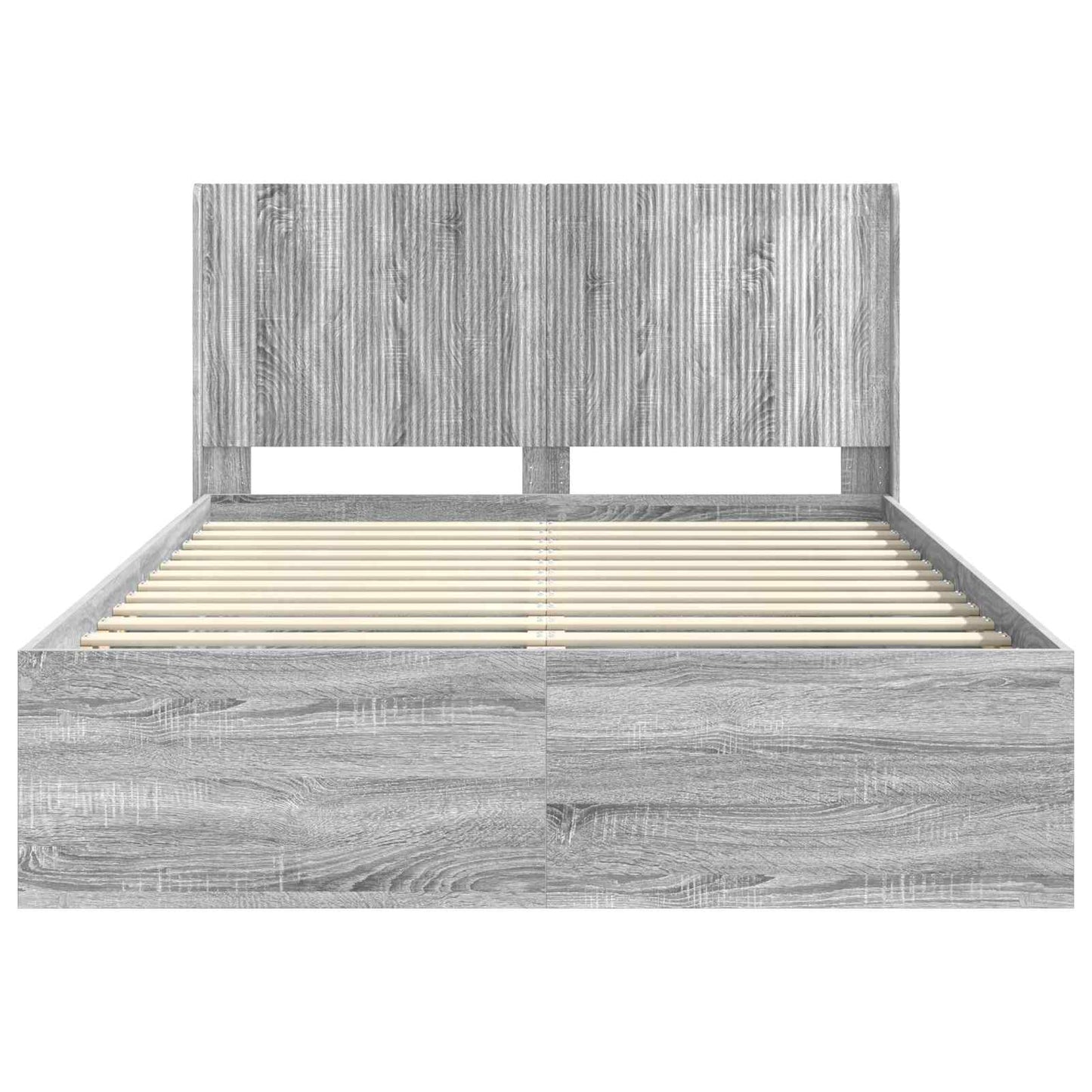 vidaXL Bed Frame with Storage and Headboard Grey Sonoma 150 x 200 cm