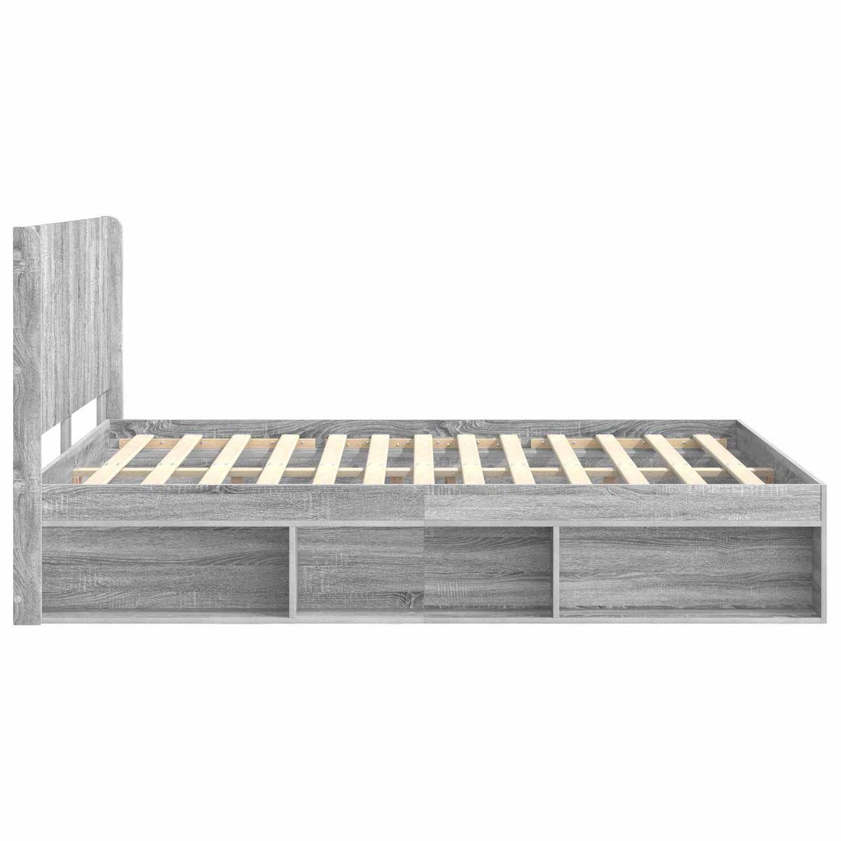 vidaXL Bed Frame with Storage and Headboard Grey Sonoma 150 x 200 cm