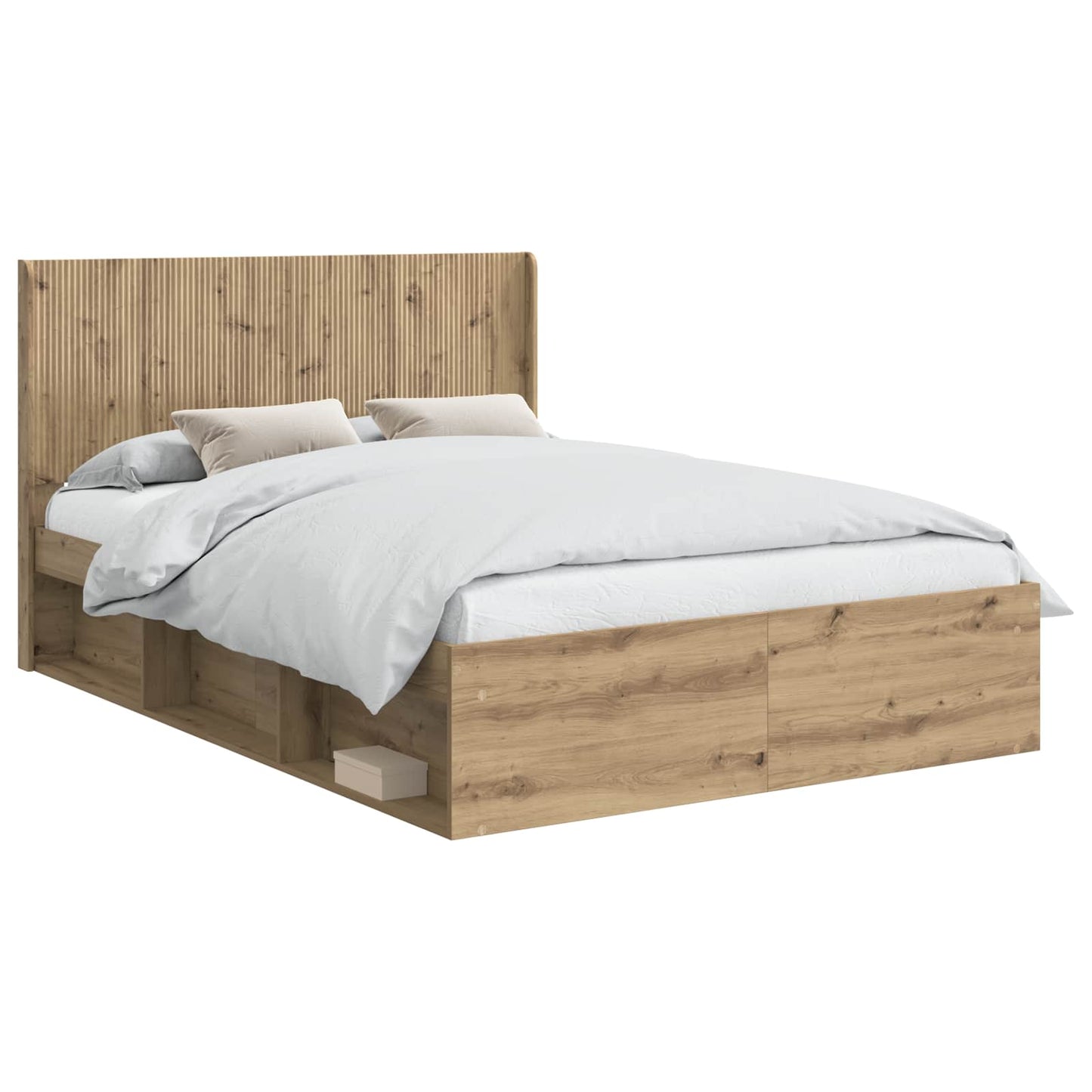 vidaXL Bed Frame with Storage and Headboard Artisan Oak 150 x 200 cm