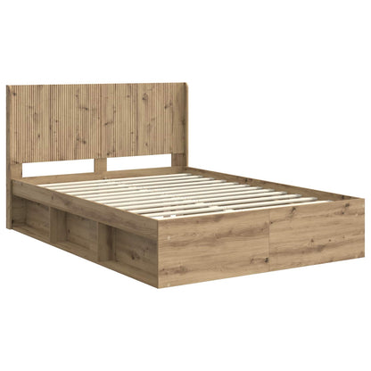 vidaXL Bed Frame with Storage and Headboard Artisan Oak 150 x 200 cm