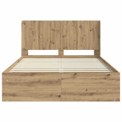vidaXL Bed Frame with Storage and Headboard Artisan Oak 150 x 200 cm