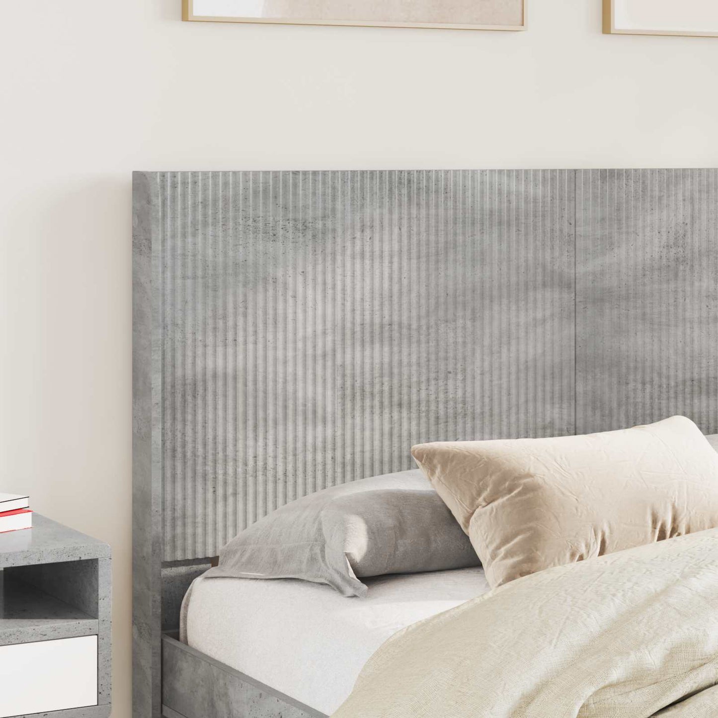 vidaXL Bed Frame with Storage and Headboard Concrete Grey 140 x 200 cm
