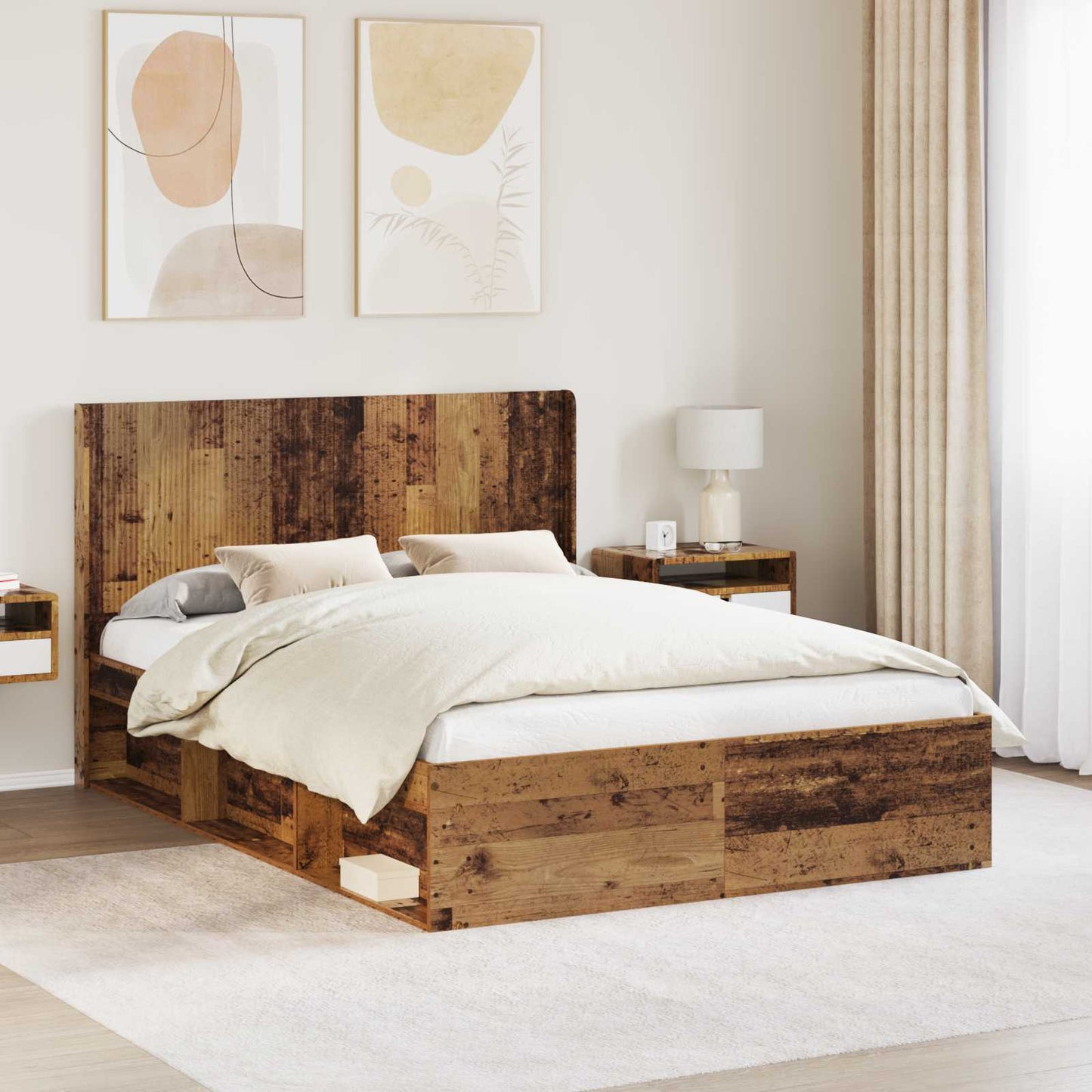 vidaXL Bed Frame with Storage and Headboard 3 pcs Engineered Wood