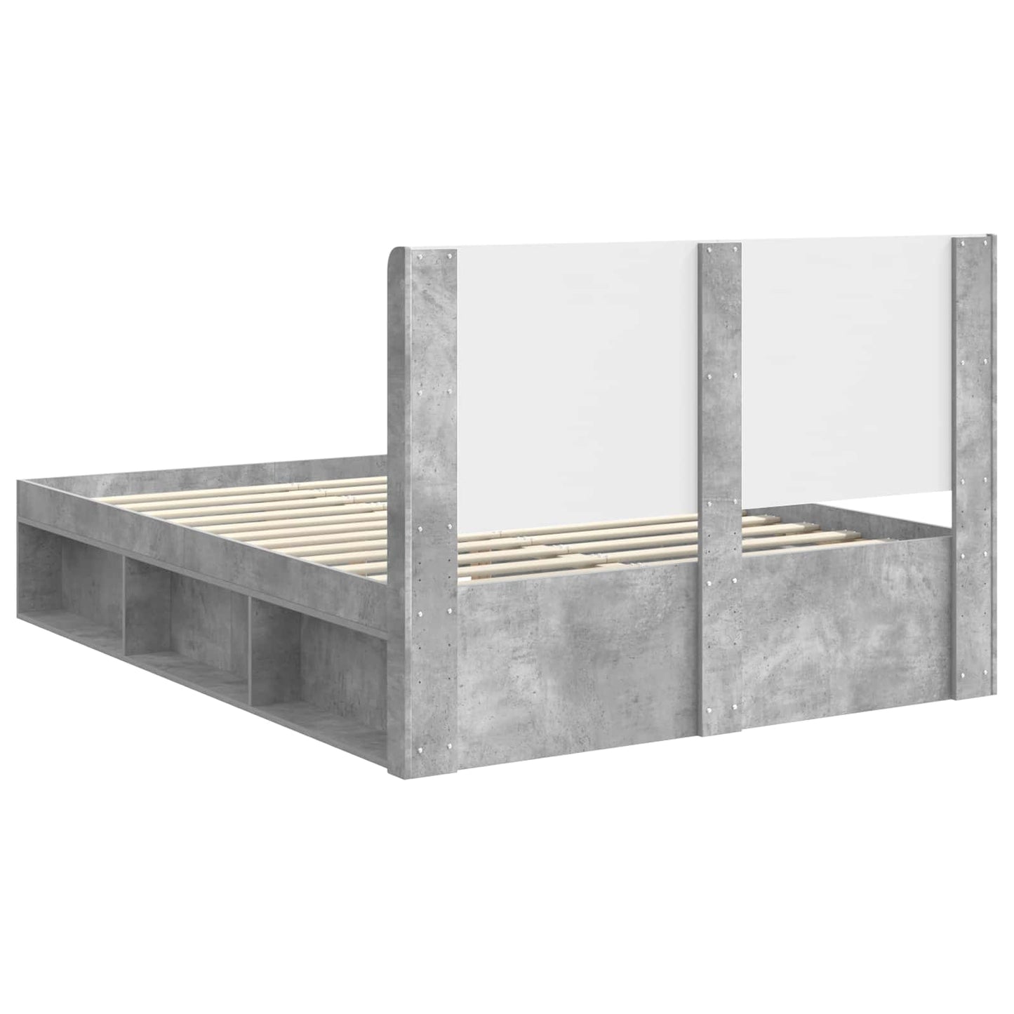 vidaXL Bed Frame with Storage and Headboard Concrete Grey 135 x 190 cm