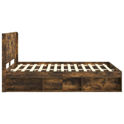 vidaXL Bed Frame with Storage and Headboard Smoked Oak 135 x 190 cm