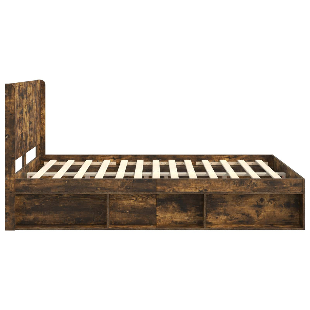 vidaXL Bed Frame with Storage and Headboard Smoked Oak 135 x 190 cm