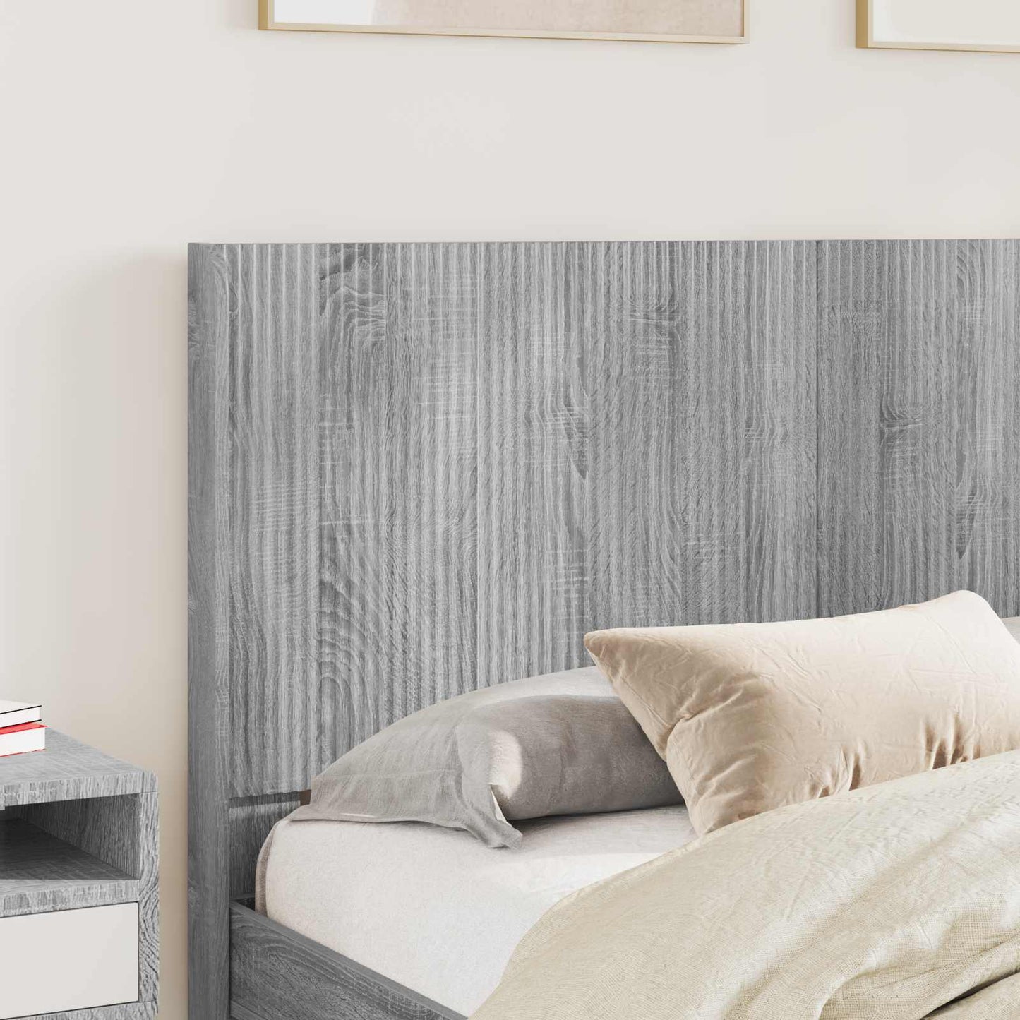 vidaXL Bed Frame with Storage and Headboard Grey Sonoma 135 x 190 cm