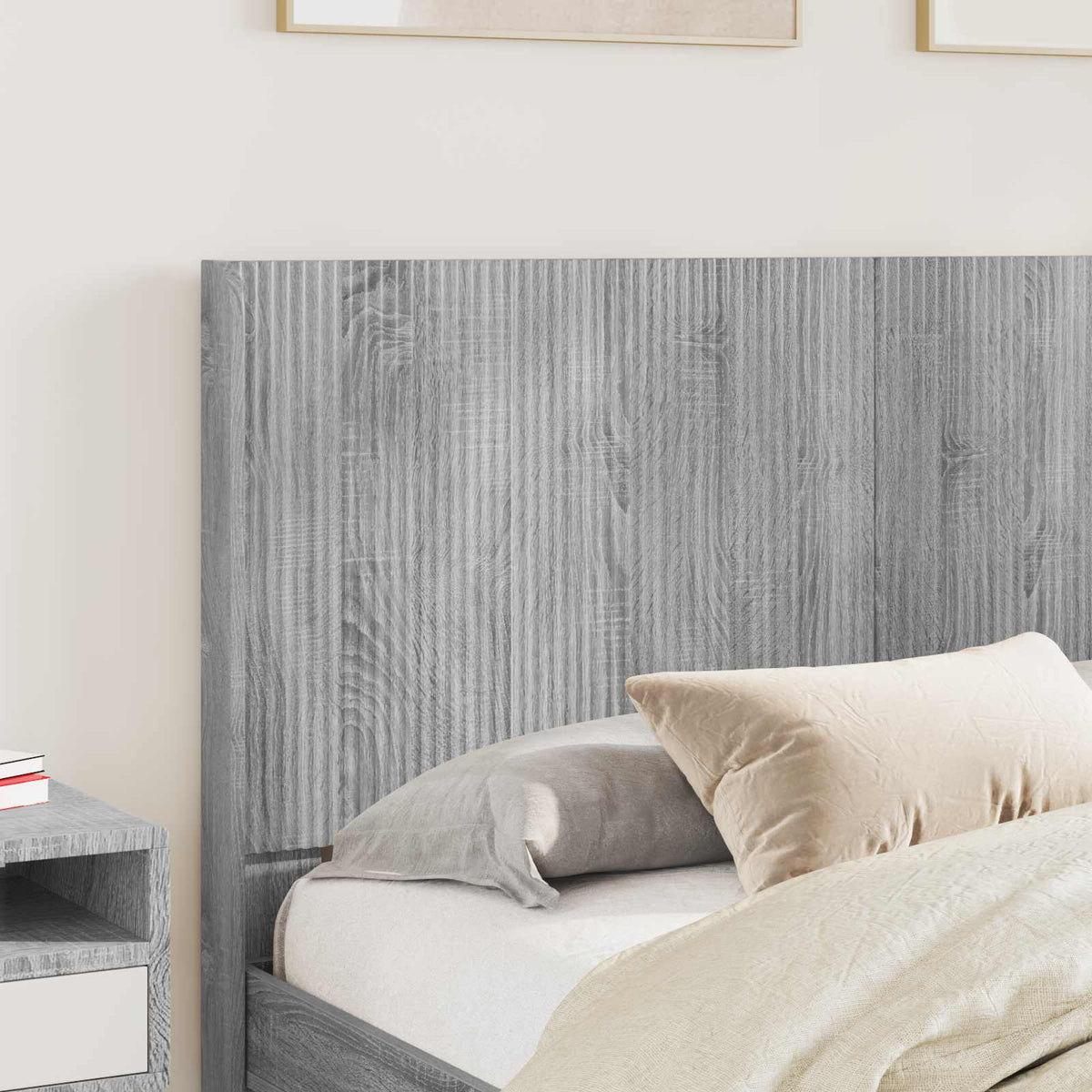 vidaXL Bed Frame with Storage and Headboard Grey Sonoma 135 x 190 cm