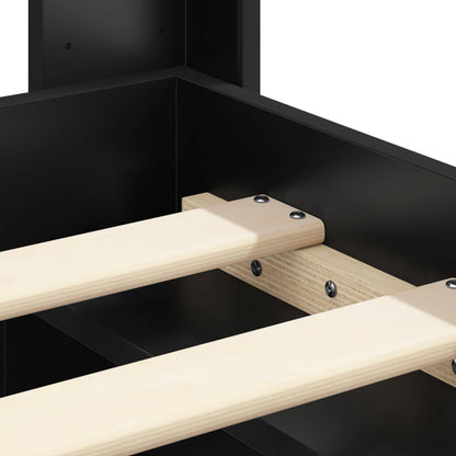 vidaXL Bed Frame with Storage and Headboard Black 120 x 200 cm