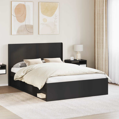 vidaXL Bed Frame with Storage and Headboard Black 120 x 200 cm
