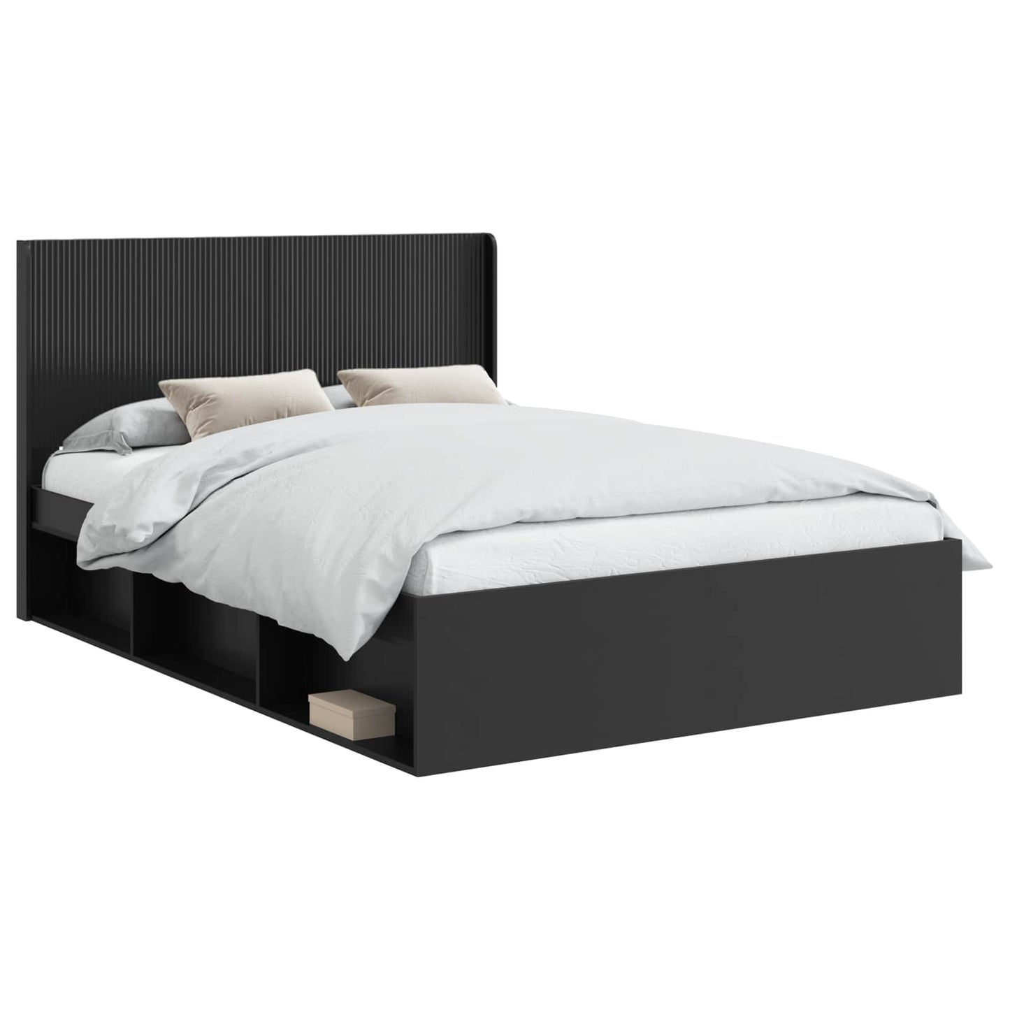 vidaXL Bed Frame with Storage and Headboard Black 120 x 200 cm