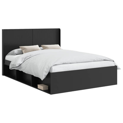 vidaXL Bed Frame with Storage and Headboard Black 120 x 200 cm
