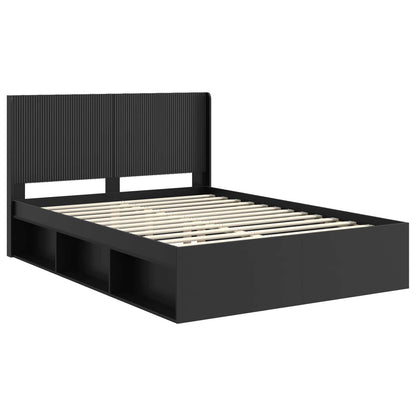 vidaXL Bed Frame with Storage and Headboard Black 120 x 200 cm