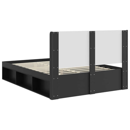 vidaXL Bed Frame with Storage and Headboard Black 120 x 200 cm