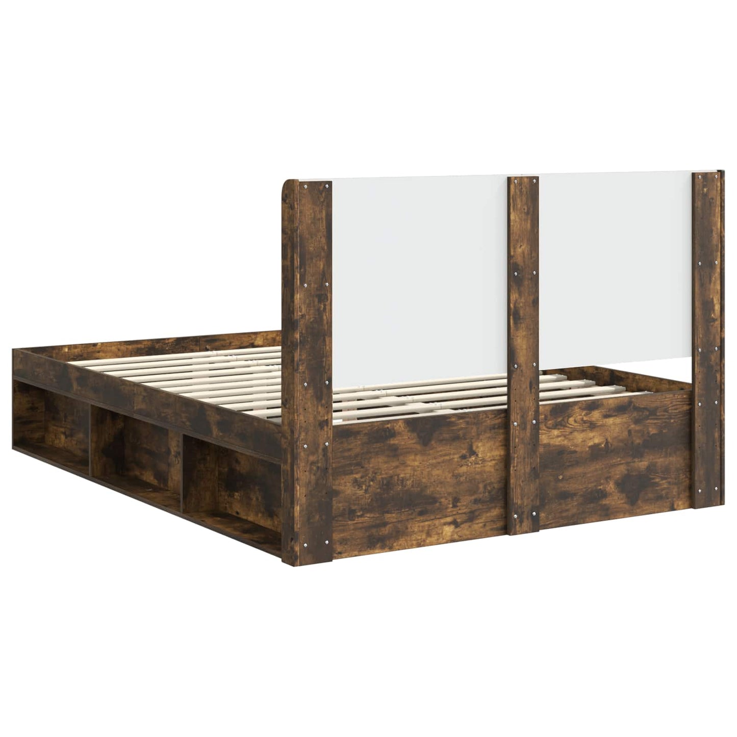 vidaXL Bed Frame with Storage and Headboard Smoked Oak 120 x 200 cm