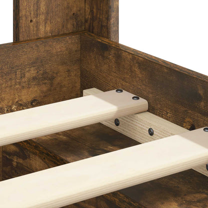 vidaXL Bed Frame with Storage and Headboard Smoked Oak 120 x 190 cm