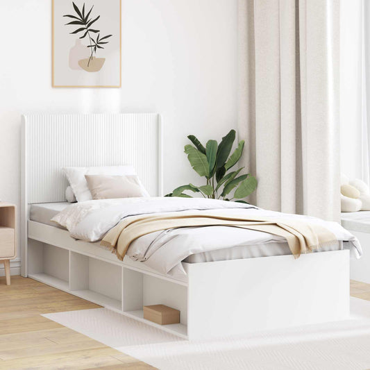 vidaXL Bed Frame with Storage and Headboard White 100 x 200 cm