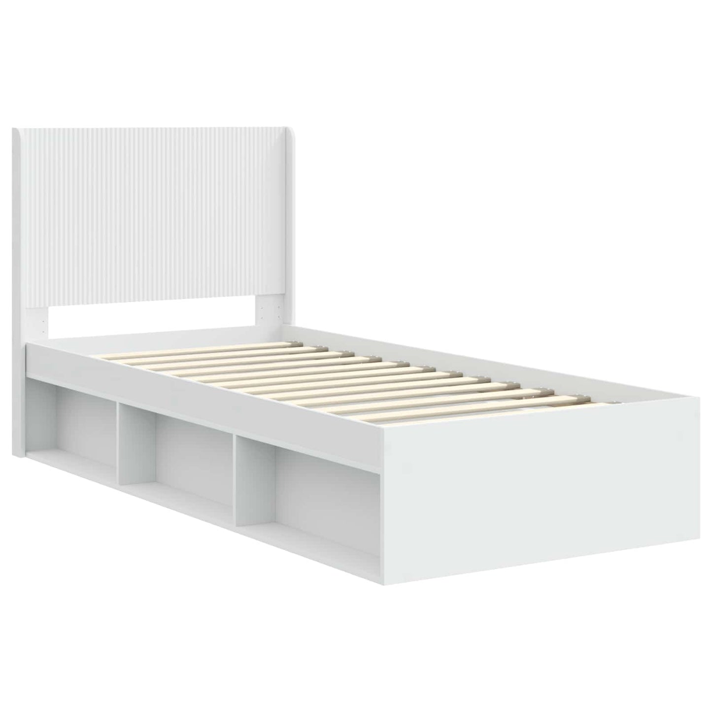 vidaXL Bed Frame with Storage and Headboard White 100 x 200 cm
