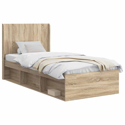 vidaXL Bed Frame with Storage and Headboard Sonoma Oak 100 x 200 cm