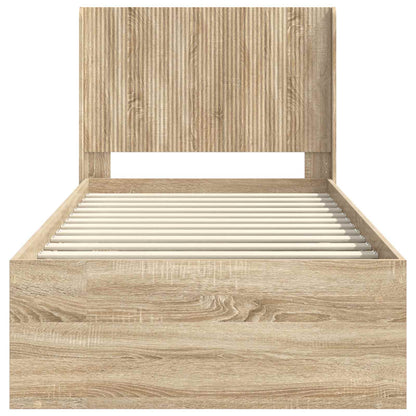 vidaXL Bed Frame with Storage and Headboard Sonoma Oak 100 x 200 cm