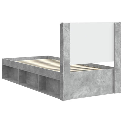 vidaXL Bed Frame with Storage and Headboard Concrete Grey 100 x 200 cm