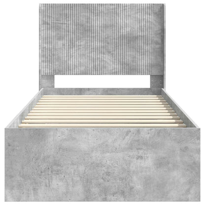 vidaXL Bed Frame with Storage and Headboard Concrete Grey 100 x 200 cm