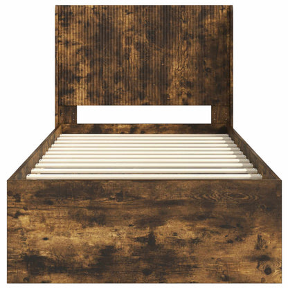 vidaXL Bed Frame with Storage and Headboard Smoked Oak 100 x 200 cm