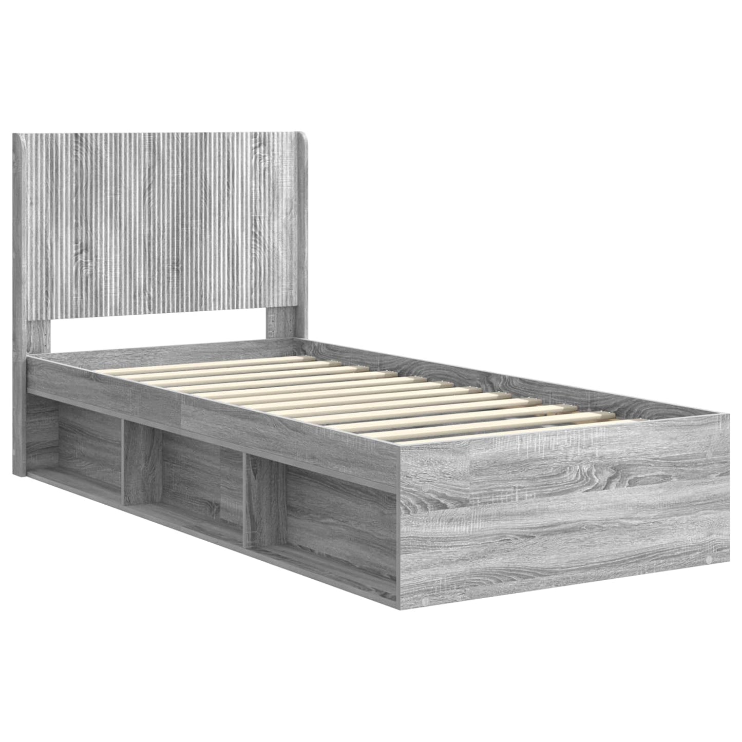 vidaXL Bed Frame with Storage and Headboard Grey Sonoma 100 x 200 cm