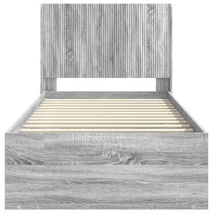 vidaXL Bed Frame with Storage and Headboard Grey Sonoma 100 x 200 cm