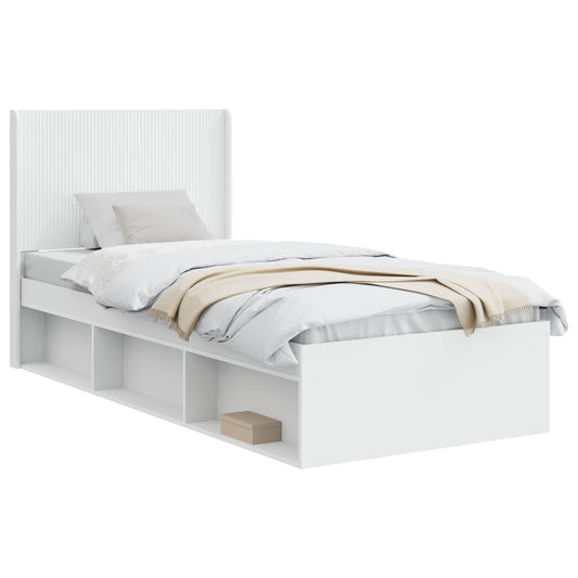 vidaXL Bed Frame with Storage and Headboard White 90 x 200 cm