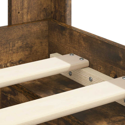vidaXL Bed Frame with Storage and Headboard Smoked Oak 90 x 200 cm