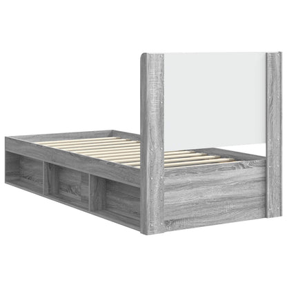 vidaXL Bed Frame with Storage and Headboard Grey Sonoma 90 x 200 cm