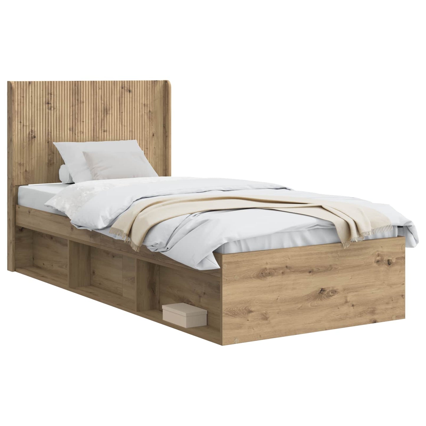 vidaXL Bed Frame with Storage and Headboard Artisan Oak 90 x 200 cm