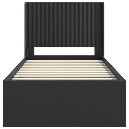 vidaXL Bed Frame with Storage and Headboard Black 90 x 190 cm