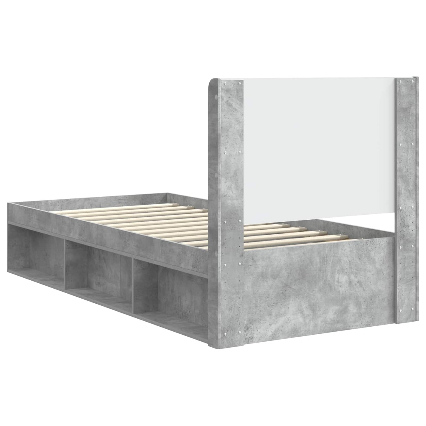 vidaXL Bed Frame with Storage and Headboard Concrete Grey 90 x 190 cm