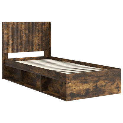 vidaXL Bed Frame with Storage and Headboard Smoked Oak 90 x 190 cm