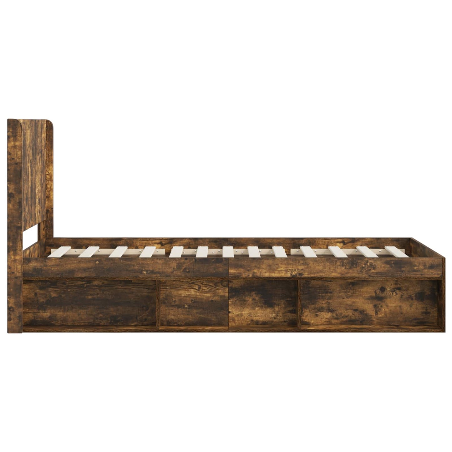 vidaXL Bed Frame with Storage and Headboard Smoked Oak 90 x 190 cm
