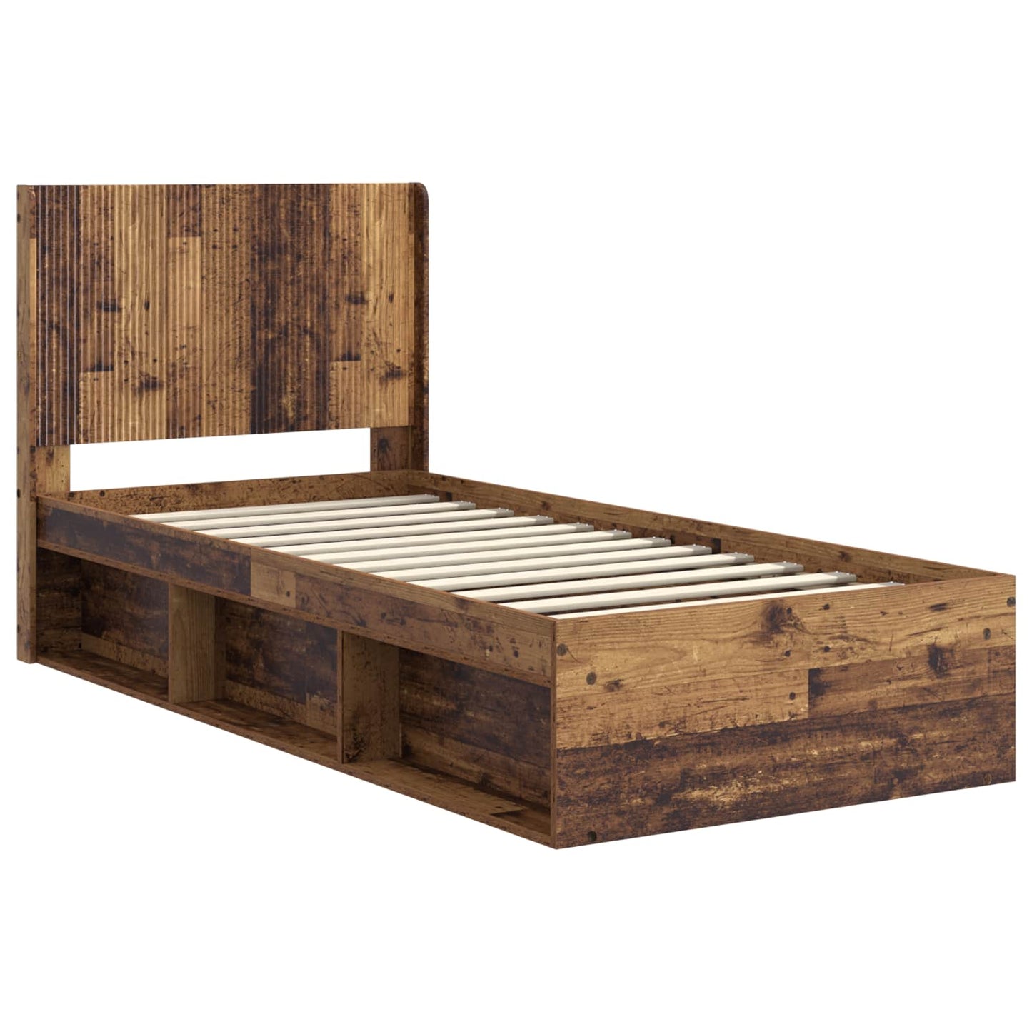 vidaXL Bed Frame with Storage and Headboard Old Wood 90 x 190 cm