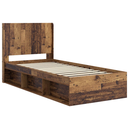 vidaXL Bed Frame with Storage and Headboard Old Wood 90 x 190 cm