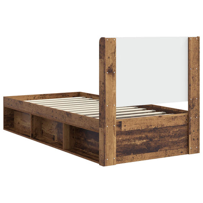 vidaXL Bed Frame with Storage and Headboard Old Wood 90 x 190 cm