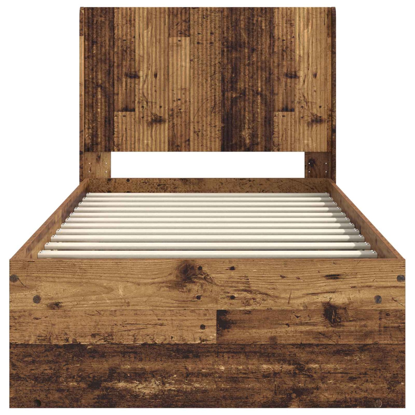 vidaXL Bed Frame with Storage and Headboard Old Wood 90 x 190 cm