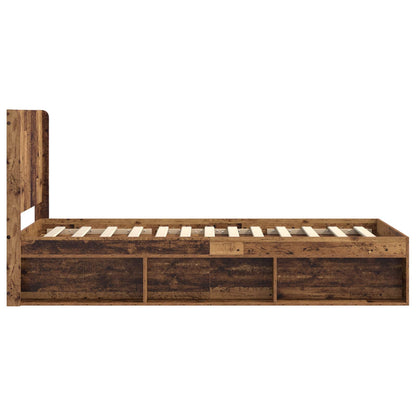 vidaXL Bed Frame with Storage and Headboard Old Wood 90 x 190 cm