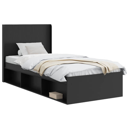 vidaXL Bed Frame with Storage and Headboard Black 75 x 190 cm