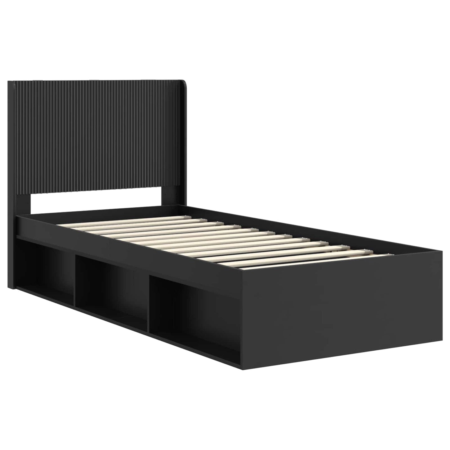 vidaXL Bed Frame with Storage and Headboard Black 75 x 190 cm