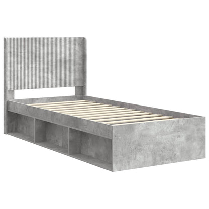 vidaXL Bed Frame with Storage and Headboard Concrete Grey 75 x 190 cm