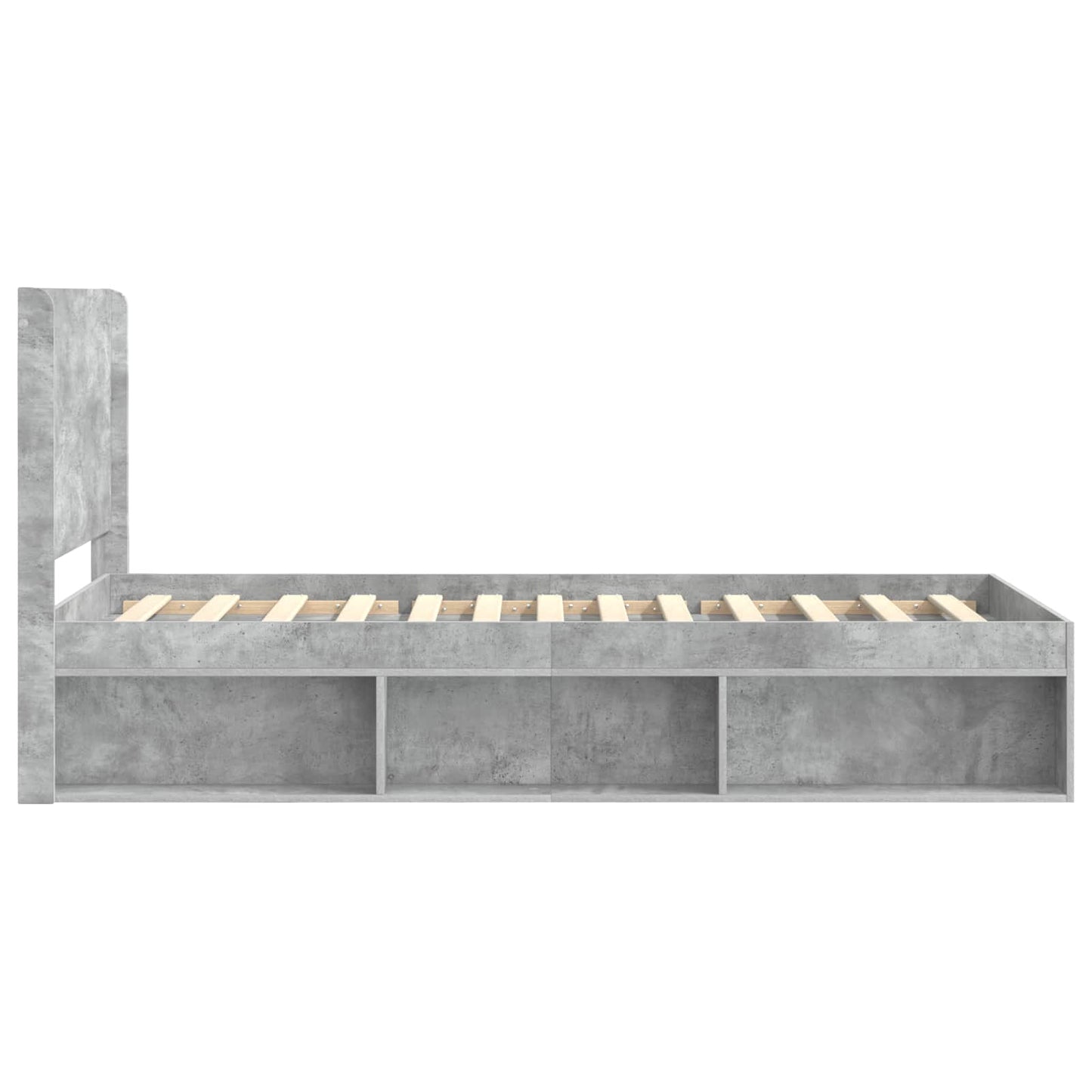 vidaXL Bed Frame with Storage and Headboard Concrete Grey 75 x 190 cm