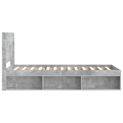 vidaXL Bed Frame with Storage and Headboard Concrete Grey 75 x 190 cm