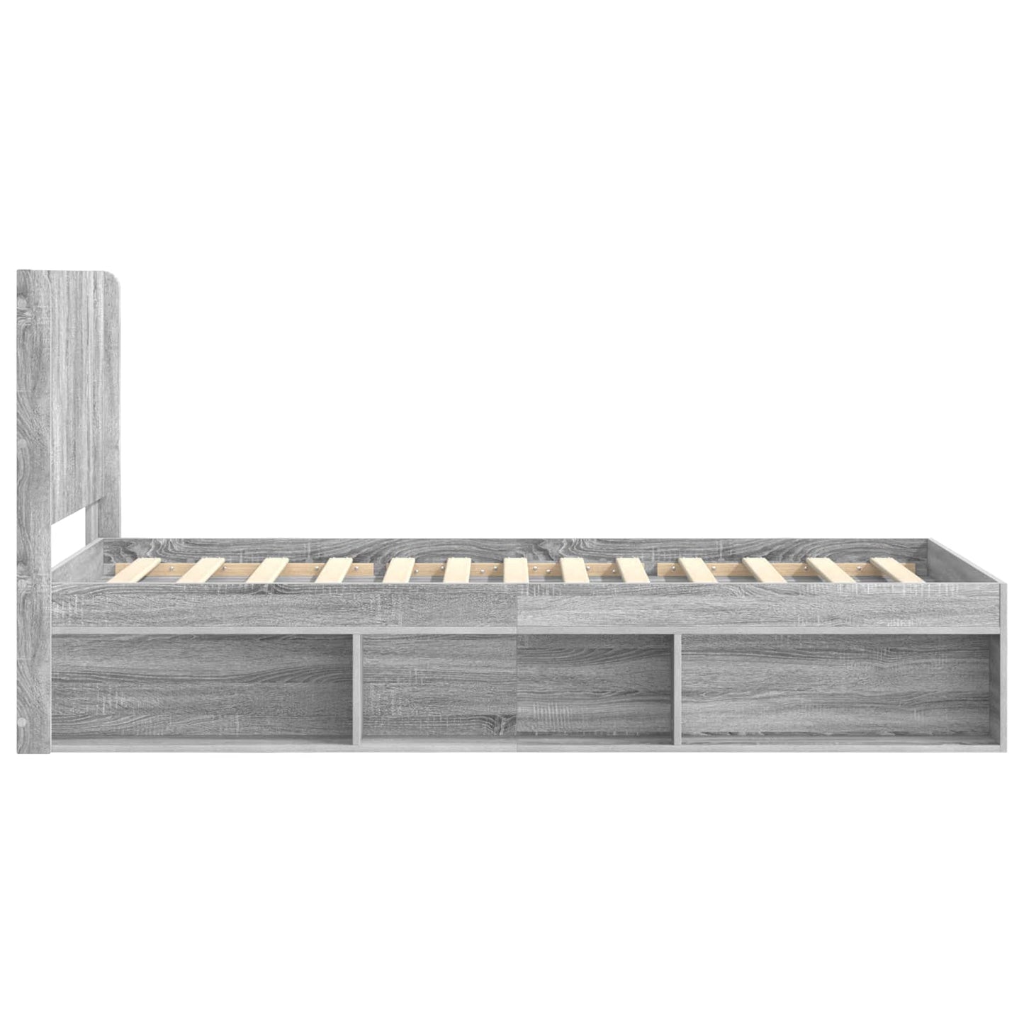 vidaXL Bed Frame with Storage and Headboard Grey Sonoma 75 x 190 cm