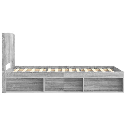 vidaXL Bed Frame with Storage and Headboard Grey Sonoma 75 x 190 cm
